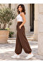 Women's Modal Fabric High Waist Loose Cut Elastic Leg Pants with Pockets - 5