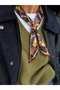Coffee Patterned Thin Scarf with Gold Buckle