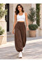 Women's Modal Fabric High Waist Loose Cut Elastic Leg Pants with Pockets - 2