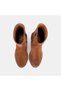 Women's Tan Stitched Detailed Zippered Suede Boots - 6