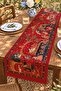 Red Ethnic India Elephants Patterned Runner/Tablecloth/Placemat - 3
