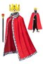 King Costume Set Red Cloak Golden Crown And Scepter Set Prince Capes Halloween Costume For Kids Teen Adult Cosplay Costumes