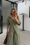 Size Adjustable Shirt / Barrel Pants Khaki Set - 7