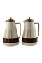 2-Piece Tea & Coffee Flask, 1 Liter, White & Burgundy & Gold - 3
