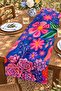 Cat Patterned Runner/Tablecloth/American Service Mat with Floral Glasses - 3