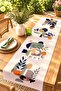 Bohemian Flowerpot and Leaves Patterned Runner / Tablecloth / Placemat