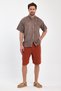 Hakim Collar Short Sleeve Painted Shirt -4700-Brown