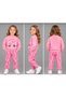 Girl's 3-Thread Raster Printed Sweatshirt and Wavy Striped Sweatpants Set – 2 Pieces 0910-P - 3