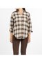 Women's Winter Mink Livia Sequin Stone Printed Plaid Pattern Lumberjack Shirt 3034
