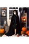 130cm Velvet Hooded Cloak for Teenagers and Adults, Party Cape for Witch Vampire Cosplay, Unisex Hooded Cape Cosplay Costume, for Women Men (Black) - 5