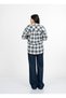 Women's Winter Blue Livia Sequin Stone Printed Plaid Pattern Lumberjack Shirt 3034 - 4