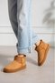 Lora Tan Suede Short Boots with Fur Inside and Thin Sole - 3