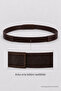 Interlocking Gold Buckle Elastic Faux Leather Belt Lkm0017 Brown - 5