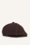 Women's Houndstooth Patterned Leather Visor Hat I6147Ax26Wn - 2