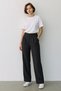 Black Pockets, Elastic Waist, Comfortable Cut, Wide Leg, Double Pleated Palazzo Trousers - 2