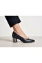 Genuine Leather Pointed Toe Metal Thick Heeled Stylish Stiletto Women's Shoes