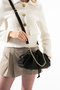 Vi̇yor Model Women's Black Suede Drawstring Chain Strap Hand and Shoulder Bag