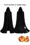 170cm All Black Velvet Hooded Cloak for Adults, Death Reaper Wizard Role Playing Cloak, Ghost Festival Personalized Horror Dress Up Prop Cloak, Halloween Ball Party Cosplay Costume for Men and Women - 3