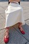 Violet Women's Red Ankle Strap Ballerina Flats with Drawstring and Back Zipper - 8
