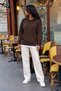 Women's Hooded Long Sleeve Lace-Up Side Zipper Ribbed Two Thread Sweatshirt Casual Comfortable Stylish Loose Sports Blouse - 5