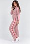 Modal Fabric Full Zipper Striped Tracksuit Set Dusty Rose - 3