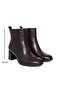Brown Patent Leather Crocodile-Embossed Accessory Detailed Inner Zippered 7 cm Heeled Women's Square Toe Boots - 3