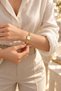 Minery Women's Wristwatch Gold Color Geometric Case Stone Detail Cream Dial Thick Chain Steel Bracelet Stylish Elegant Luxury Design Analog Watch - 8