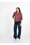 Women's Winter Red Olivia Sequin Stone Printed Plaid Pattern Lumberjack Shirt 2932