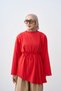Women's Asymmetrical Cut Lace Garnished Tunic Red