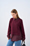 Women's Shirt Collar Detail Tunic Burgundy - 2