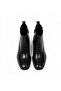 Black Patent Leather Crocodile-Embossed Accessory Detailed Women's Square-Toe Boots with Internal Zipper and 7 cm Heel - 3