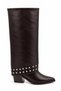 Siesta Women's Brown Leather Metal Stud Detailed 2-in-1 Versatile Removable Below the Knee Boots 6.5 cm Heel - 4