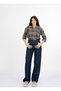 Women's Winter Blue Olivia Sequin Stone Printed Plaid Pattern Lumberjack Shirt 2932