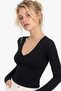 Women's Deep U Neck Long Sleeve Basic Blouse