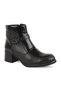 Libero Women's Boots L068.4461 Black Genuine Antique Leather Patent Leather Crocodile Crocodile Print Garnished Metal Buckle Kem