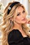 Luxurious Elegant Pearl Embellished Detailed Matte Satin Sponge Women's Crown Wide Special Occasion Crown Black - 2
