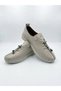 Women's Beige Leather Rubber Laced Sports Shoes - 3