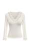 Lace Detailed Long Sleeve V-Neck Bluz - 6