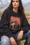 Women's Oversize Sweatshirt Western Rush Printed Black – Crew Neck, 3 Thread Raster Fleece - 5
