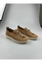 Women's Tan Suede Rubber Laced Sports Shoes
