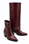 Siesta Women's Burgundy Leather Metal Stud Detailed 2-in-1 Versatile Detachable Below the Knee Boots 6.5 cm Heel - 4