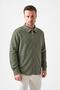 Men's Pine Green Velvet Coat with Zipper and Internal Garnish, Flat Pockets on the Sides - 2