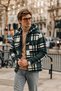 Men's Zippered Hooded Plaid Green Lumberjack Shirt - 2