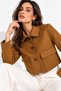 Women's Tan Suede Patch Pocket Slim Shirt Collar Jacket - 5