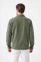 Men's Pine Green Velvet Coat with Zipper and Internal Garnish, Flat Pockets on the Sides - 4