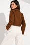 Women's Brown Suede Patch Pocket Slim Shirt Collar Jacket - 5