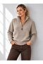 Women's Half Zipper High Collar Knitwear Sweater 8765 - 3