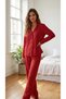 Women's Red Bow-Knot Heart Pattern Soft Winter Pajamas Set - 2