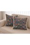 African Woman Patterned Ethnic Duck Fabric Decorative Throw Pillow Cover with Tassels - Dowry Set of 2