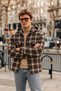 Men's Zippered Hooded Plaid Coffee Lumberjack Shirt - 5